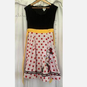 Disney Parks Minnie Mouse Dress Shop Dress Size M Red Polka Dot Figaro Cat Retro